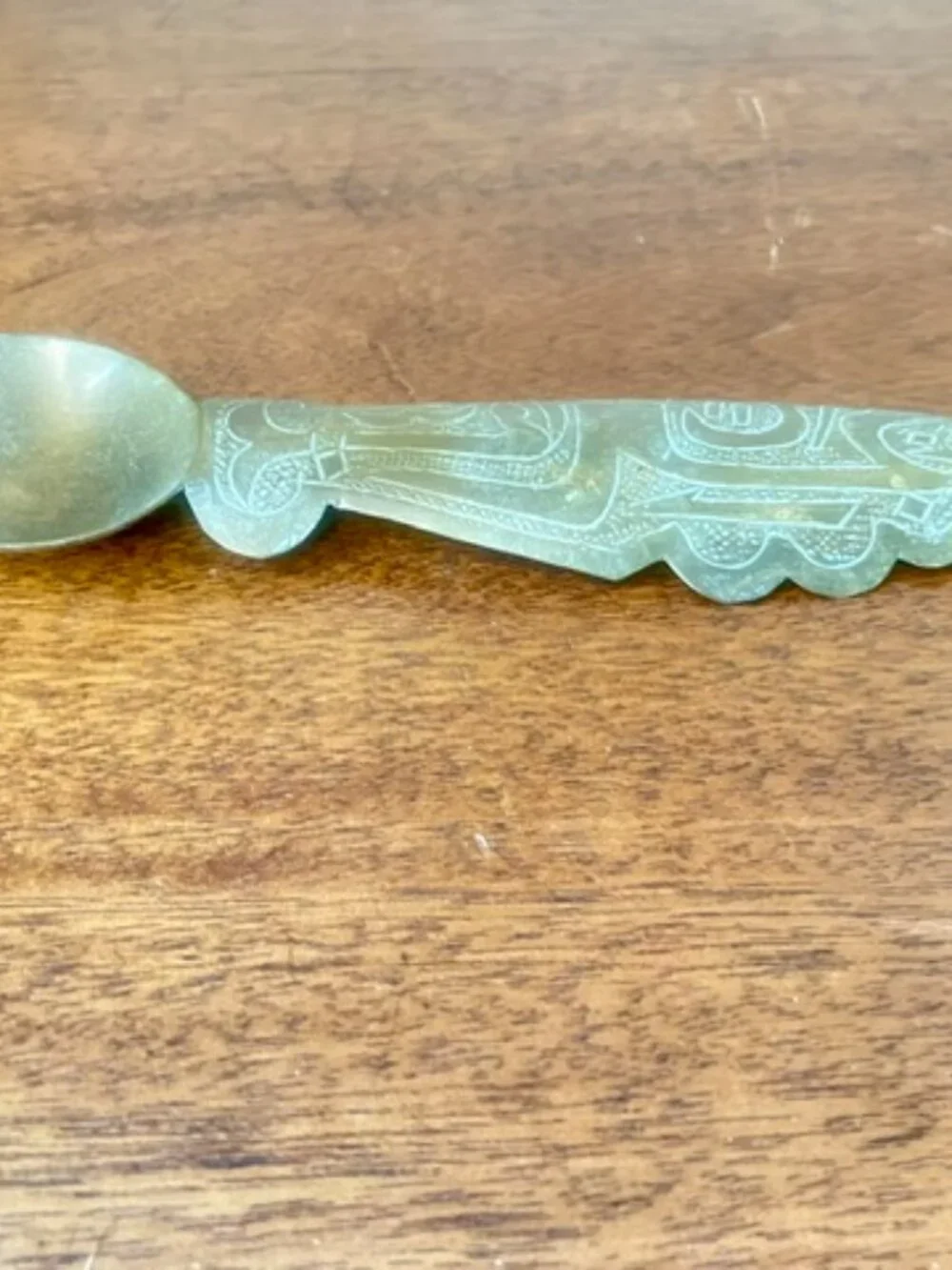 Vintage Brass Etched Spoon Boho Old World Kitchen Art Wall Hanging Unique Décor